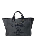 Chanel Black Denim Large Sequins Deauville Tote Bag