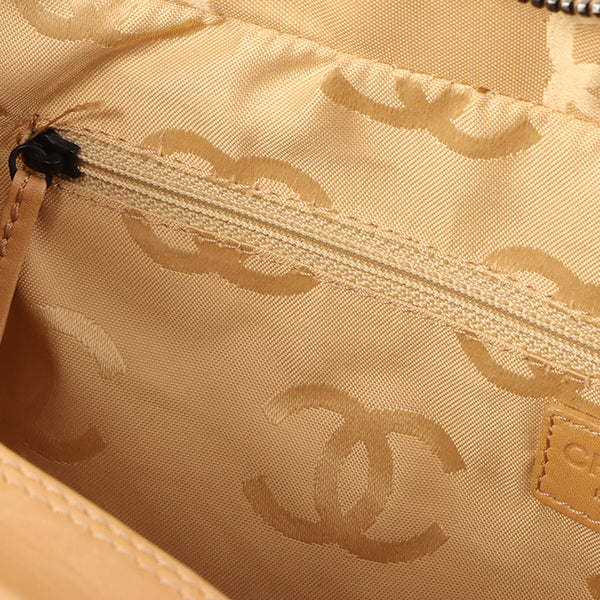 Chanel Around 2000 Made Cc Mark Plate Chain Shoulder Bag Beige