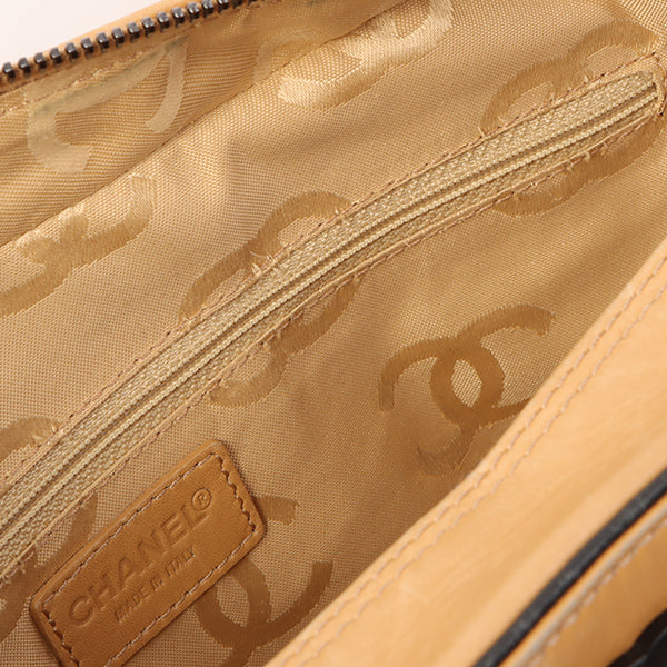 Chanel Around 2000 Made Cc Mark Plate Chain Shoulder Bag Beige