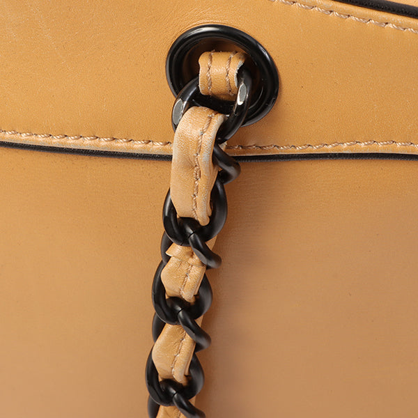 Chanel Around 2000 Made Cc Mark Plate Chain Shoulder Bag Beige