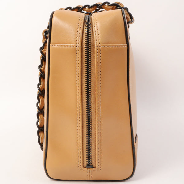 Chanel Around 2000 Made Cc Mark Plate Chain Shoulder Bag Beige