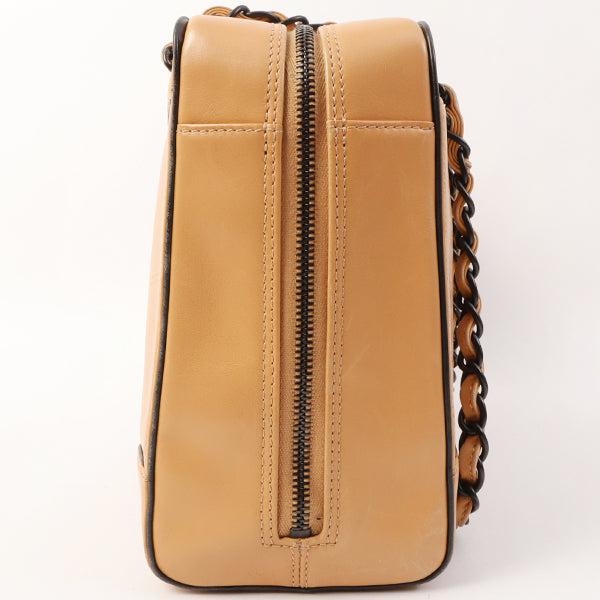 Chanel Around 2000 Made Cc Mark Plate Chain Shoulder Bag Beige