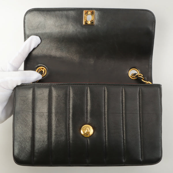 Chanel Around 2000 Made Mademoiselle Stitch Turn-Lock Chain Bag Black