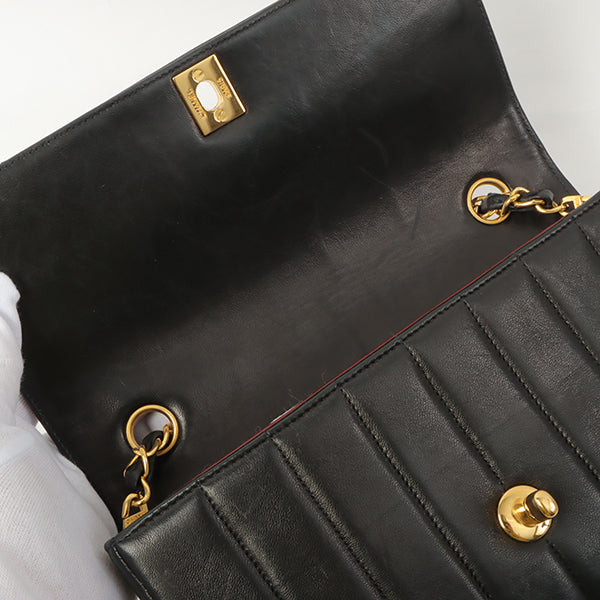 Chanel Around 2000 Made Mademoiselle Stitch Turn-Lock Chain Bag Black