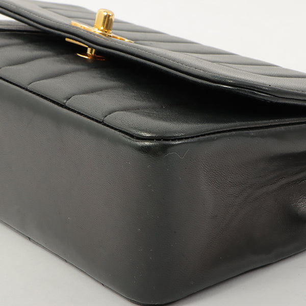 Chanel Around 2000 Made Mademoiselle Stitch Turn-Lock Chain Bag Black