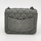 Chanel Classic Flap Square 2014 Metallic Grey Lambskin Leather Bag