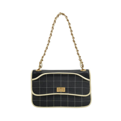 Chanel Chocolate Bar 2002 Medium Black Leather Shoulder Bag