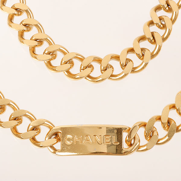 CHANEL 1995 Made Logo Plate Cc Mark Coin Charm Chain Belt