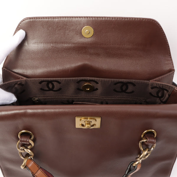 Chanel Around 2001 Made Soft Calf Skin Cc Mark Plate One Shoulder Bag Brown