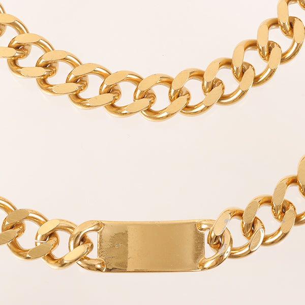CHANEL 1995 Made Logo Plate Cc Mark Coin Charm Chain Belt