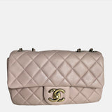 Chanel Classic Flap 2014-2015 Beige Lambskin Leather Mini Crossbody Bag