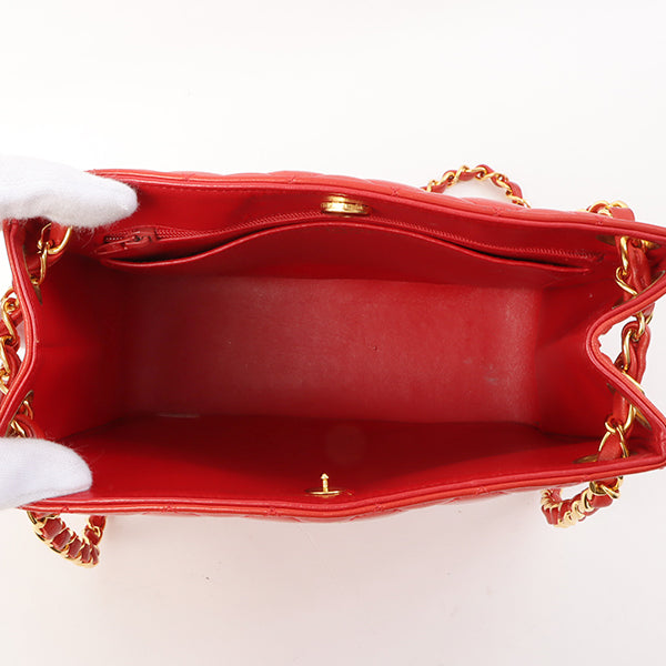 Chanel Around 1995 Made Paris Limited Cc Mark Plate 2Way Chain Bag Red