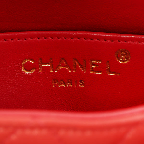 Chanel Around 1995 Made Paris Limited Cc Mark Plate 2Way Chain Bag Red