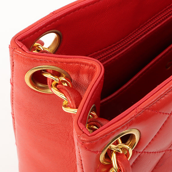 Chanel Around 1995 Made Paris Limited Cc Mark Plate 2Way Chain Bag Red