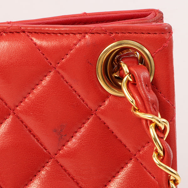 Chanel Around 1995 Made Paris Limited Cc Mark Plate 2Way Chain Bag Red