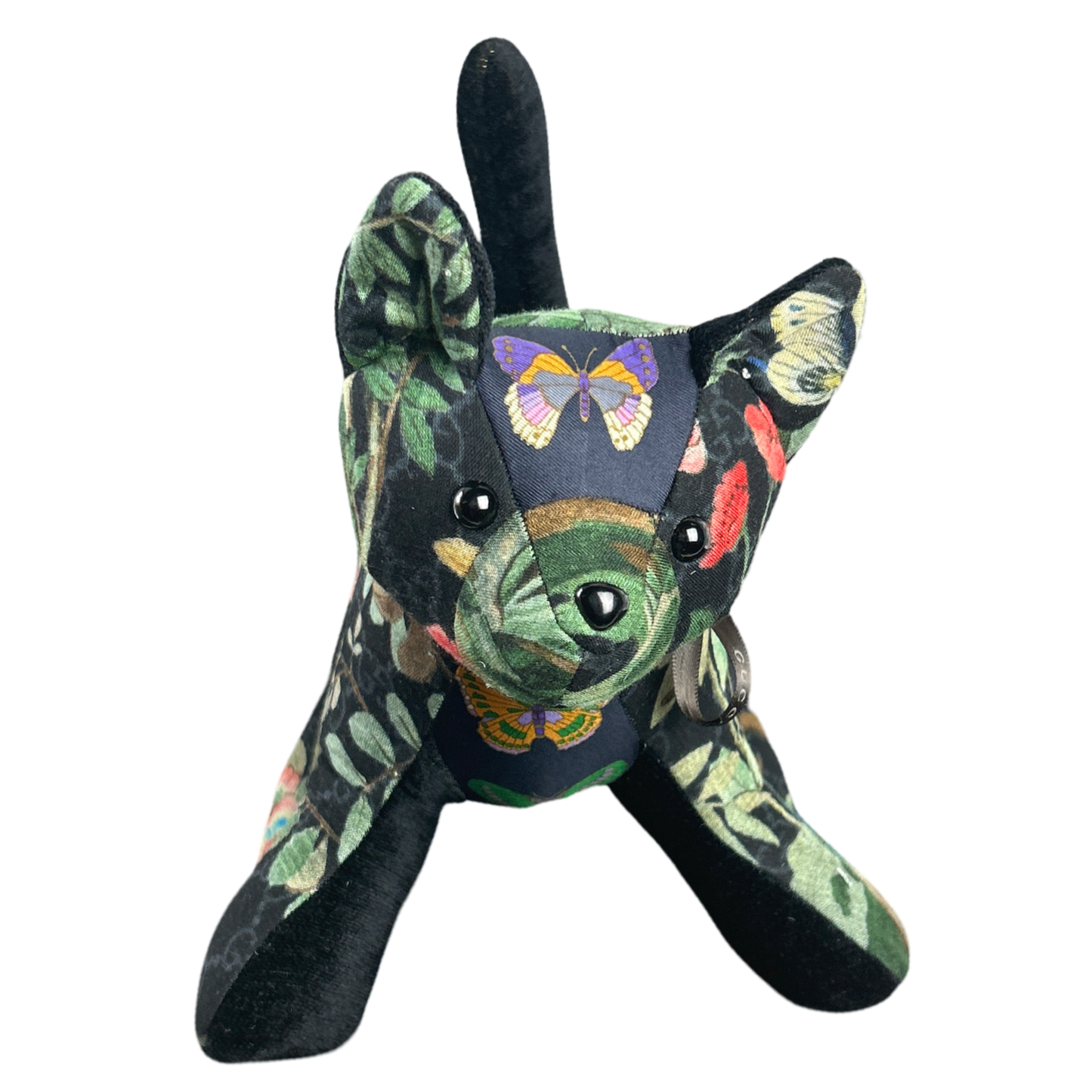 GG Logo Chinoiserie Noir   Silk Scarf Charming Kitten