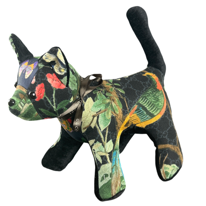 GG Logo Chinoiserie Noir   Silk Scarf Charming Kitten