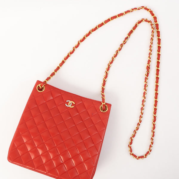 Chanel Around 1995 Made Paris Limited Cc Mark Plate 2Way Chain Bag Red