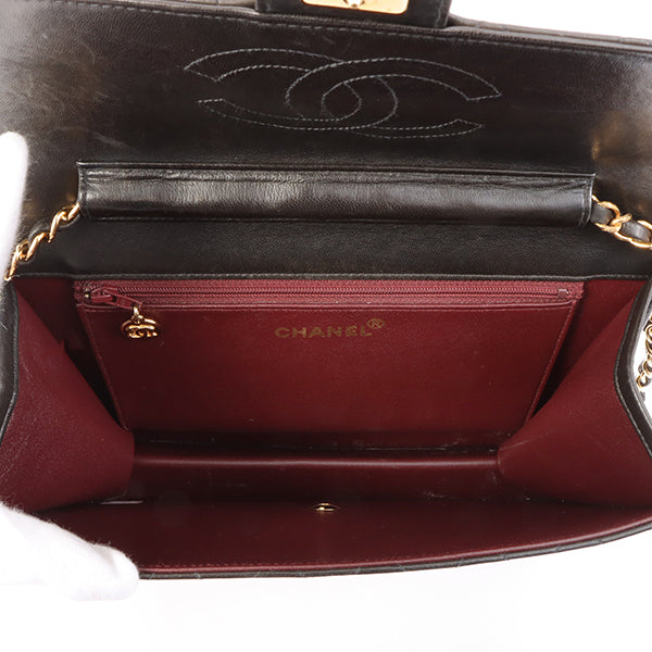 Chanel Around 1998 Made Cc Mark Plate Chain Bag Black