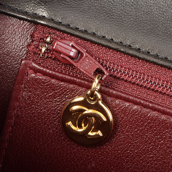 Chanel Around 1998 Made Cc Mark Plate Chain Bag Black