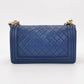 Chanel Le Boy 2016 Medium Blue Lambskin Leather Bag