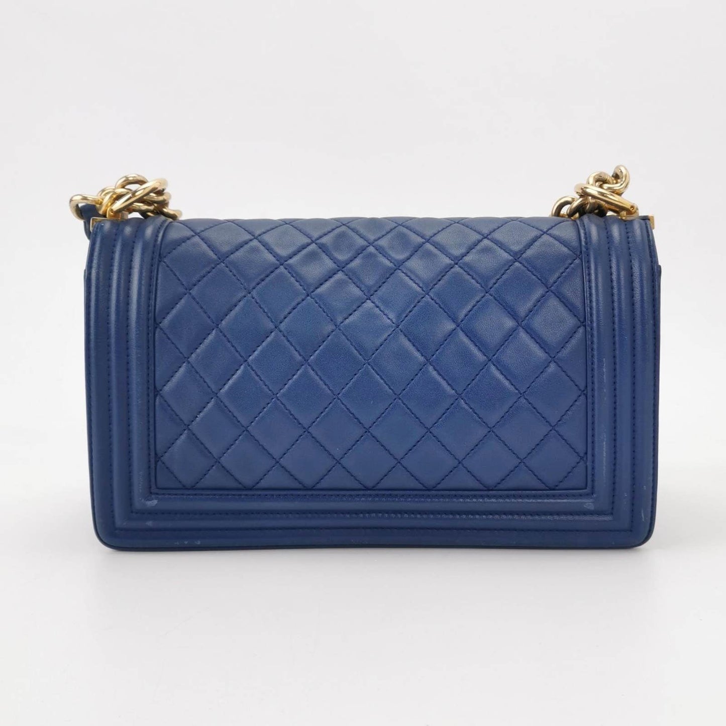 Chanel Le Boy 2016 Medium Blue Lambskin Leather Bag