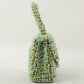 Chanel Around 1993 Made Tweed Classic Flap Top Handle Bag With Micro Bag Apple Green