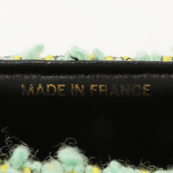 Chanel Around 1993 Made Tweed Classic Flap Top Handle Bag With Micro Bag Apple Green