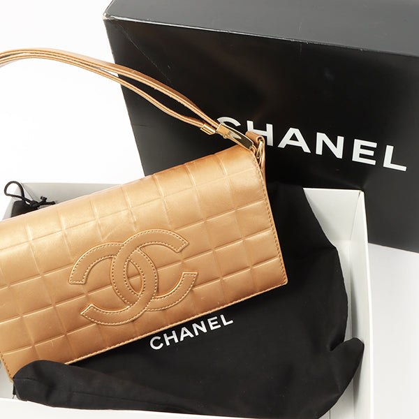 Chanel 2002 Made Big Coco Mark Stitch 2 Way Bag Bronze