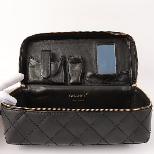 Chanel Around 2001 Made Wild Stitch Turn-Lock Vanity Chain Top Handle Bag Black