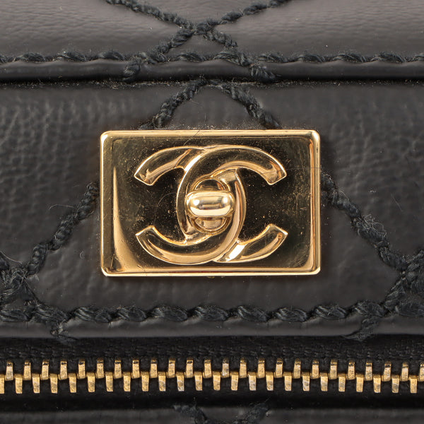 Chanel Around 2001 Made Wild Stitch Turn-Lock Vanity Chain Top Handle Bag Black