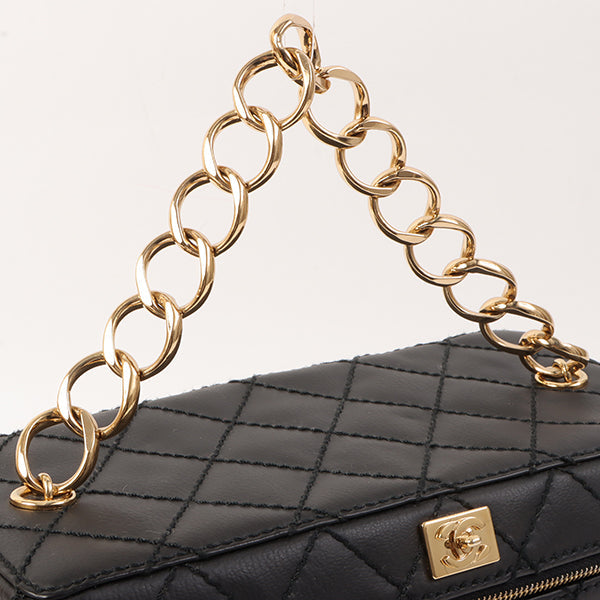 Chanel Around 2001 Made Wild Stitch Turn-Lock Vanity Chain Top Handle Bag Black