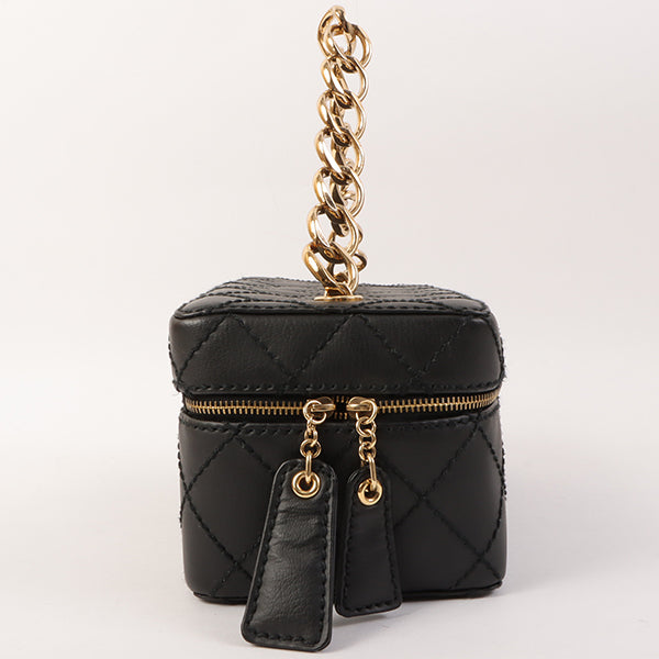 Chanel Around 2001 Made Wild Stitch Turn-Lock Vanity Chain Top Handle Bag Black