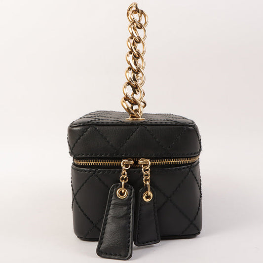 Chanel Around 2001 Made Wild Stitch Turn-Lock Vanity Chain Top Handle Bag Black