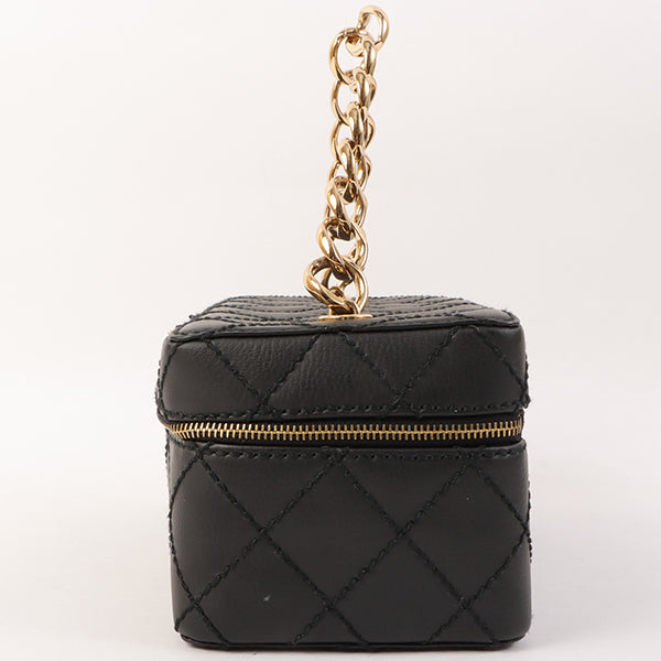 Chanel Around 2001 Made Wild Stitch Turn-Lock Vanity Chain Top Handle Bag Black