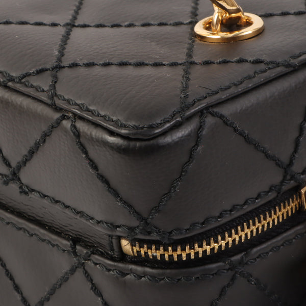 Chanel Around 2001 Made Wild Stitch Turn-Lock Vanity Chain Top Handle Bag Black