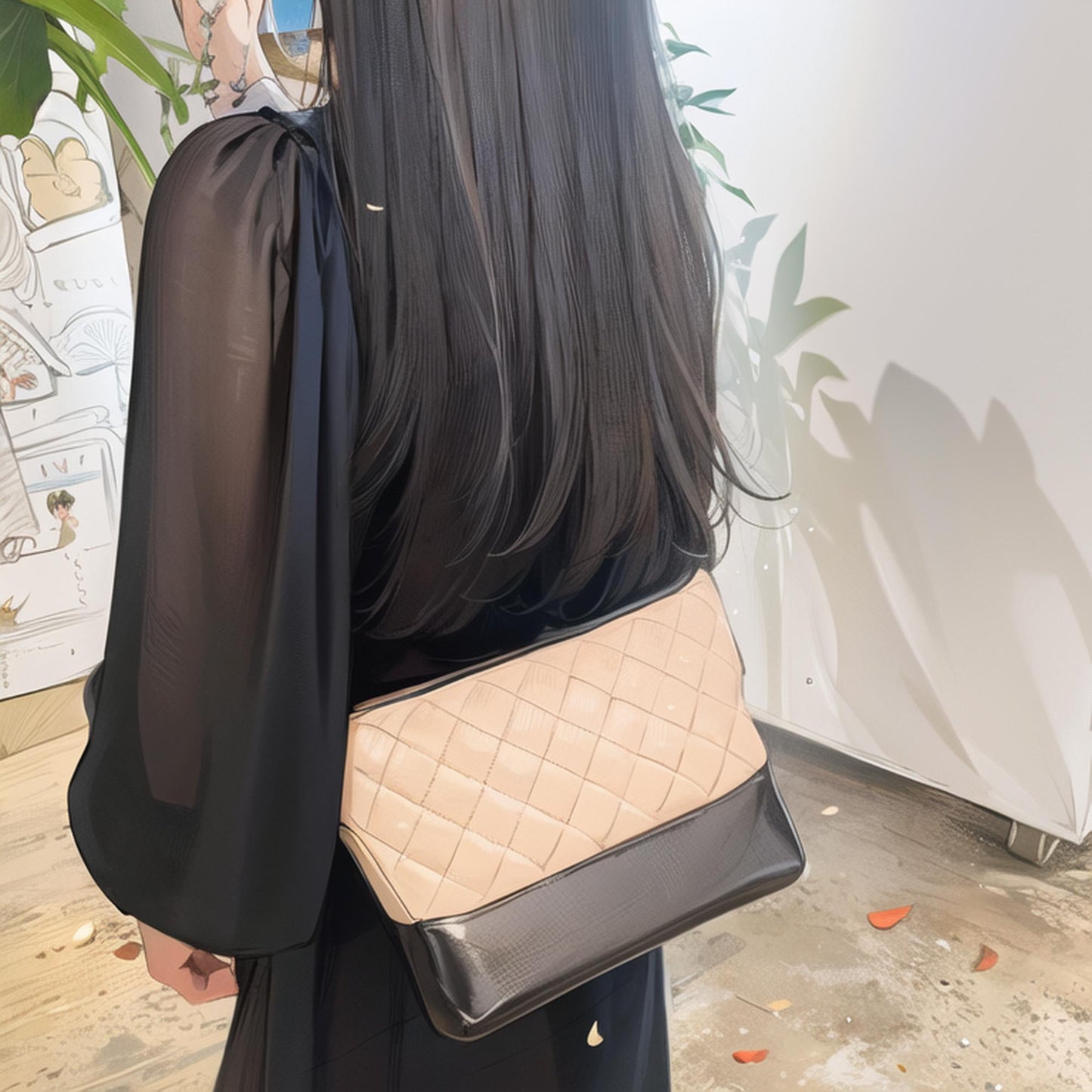 Chanel Beige&Black Gabrielle Hobo Bag TWS