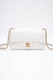 CHANEL Calfskin Quilted Mini Romance Rectangular Flap White