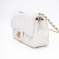 CHANEL Calfskin Quilted Mini Romance Rectangular Flap White