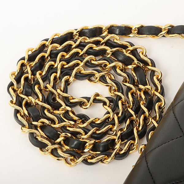 Chanel Around 1990 Made Bicolor Classic Flap Chain Bag Mini Black/Bordeaux