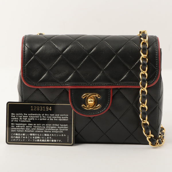 Chanel Around 1990 Made Bicolor Classic Flap Chain Bag Mini Black/Bordeaux