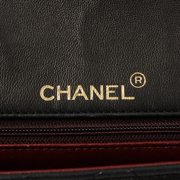 Chanel Around 1990 Made Bicolor Classic Flap Chain Bag Mini Black/Bordeaux