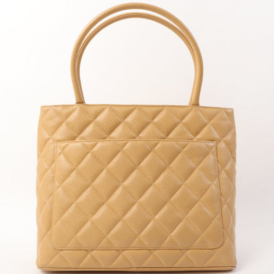 Chanel Around 1998 Made Caviar Skin Cc Mark Stitch Tote Bag Beige