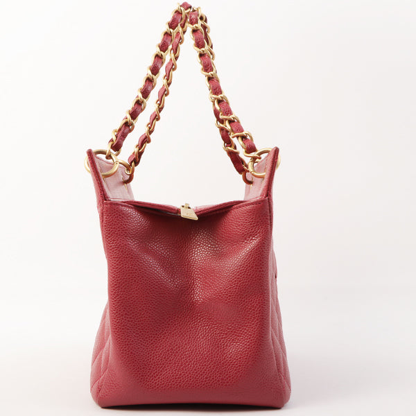 Chanel Around 2000 Made Caviar Skin Cc Mark Stitch Chain Top Handle Bag Pink