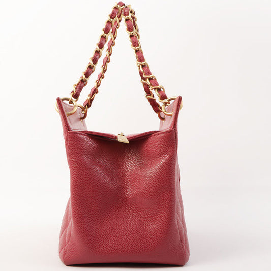 Chanel Around 2000 Made Caviar Skin Cc Mark Stitch Chain Top Handle Bag Pink
