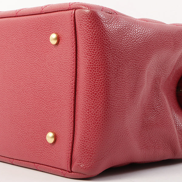 Chanel Around 2000 Made Caviar Skin Cc Mark Stitch Chain Top Handle Bag Pink