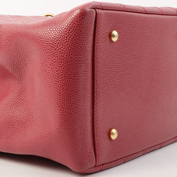 Chanel Around 2000 Made Caviar Skin Cc Mark Stitch Chain Top Handle Bag Pink