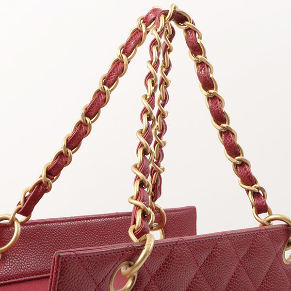 Chanel Around 2000 Made Caviar Skin Cc Mark Stitch Chain Top Handle Bag Pink