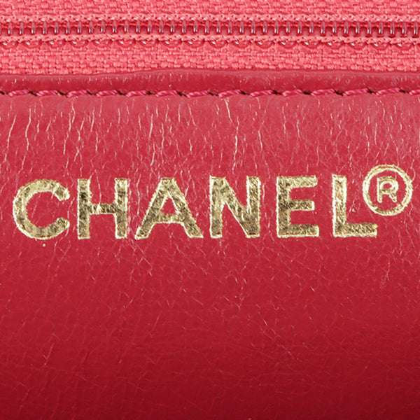 Chanel Around 2000 Made Caviar Skin Cc Mark Stitch Chain Top Handle Bag Pink