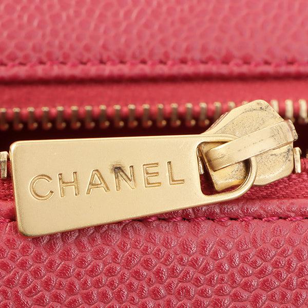 Chanel Around 2000 Made Caviar Skin Cc Mark Stitch Chain Top Handle Bag Pink